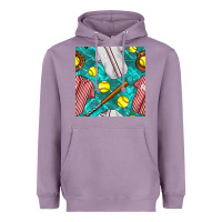 Lavender softball uniform glove and bat with field seamless pattern Heavyweight Hoodie - BundleAndBundleShop
