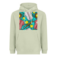 Matcha softball uniform glove and bat with field seamless pattern Heavyweight Hoodie - BundleAndBundleShop