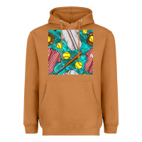 Meerkat softball uniform glove and bat with field seamless pattern Heavyweight Hoodie - BundleAndBundleShop