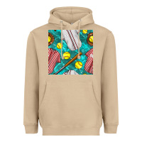 Mushroom softball uniform glove and bat with field seamless pattern Heavyweight Hoodie - BundleAndBundleShop