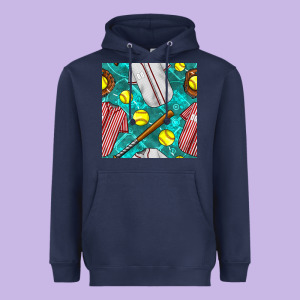 Softball Uniform Glove And Bat With Field Seamless Pattern Heavyweight Hoodie Designed By Bundleandbundleshop