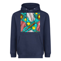 Navy softball uniform glove and bat with field seamless pattern Heavyweight Hoodie - BundleAndBundleShop
