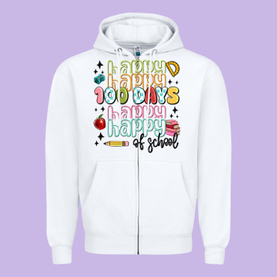 100 Days Of School Zipper Hoodie Designed By Maliassmallbusiness