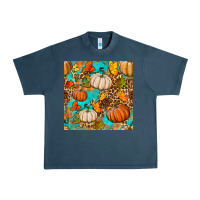 Midnight Navy fall pumpkin seamless pattern Urban Heavy Tee - BundleAndBundleShop