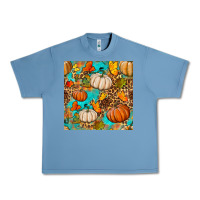 Pebble Blue fall pumpkin seamless pattern Urban Heavy Tee - BundleAndBundleShop