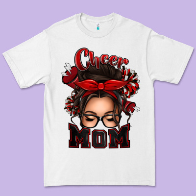 Premium Tee cheer mom messy bun