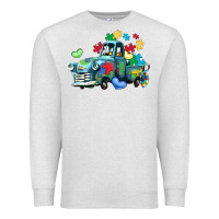 Oatmeal Heather autism truck Premium Sweatshirt - LillyAllenDesigns