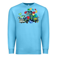 Ocean Blue autism truck Premium Sweatshirt - LillyAllenDesigns