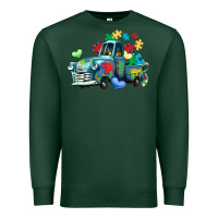 Sports Green autism truck Premium Sweatshirt - LillyAllenDesigns