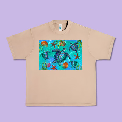 Turtle Seashells Starfish Urban Heavy Tee Designed By Artiststas
