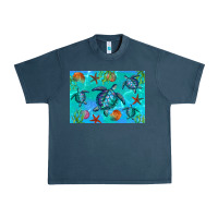 Midnight Navy Turtle Seashells Starfish Urban Heavy Tee - Artiststas