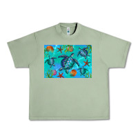 Oil Green Turtle Seashells Starfish Urban Heavy Tee - Artiststas