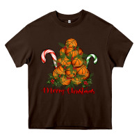 Chocolate Brown Merry Christmas Basketball Heavy Core Tee - RanaPortraitStore