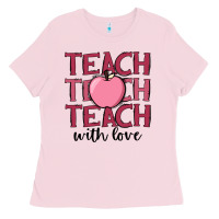 Bubblegum Pink teach with love Ladies Tee - JahusDesignShop