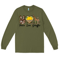 Army Green Peace Love Giraffes Long Sleeve Tee - LillyAllenDesigns