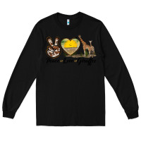 Black Peace Love Giraffes Long Sleeve Tee - LillyAllenDesigns