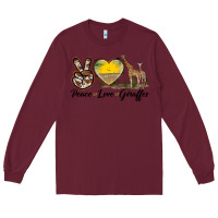 Burgundy Peace Love Giraffes Long Sleeve Tee - LillyAllenDesigns