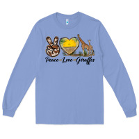 Colony Blue Peace Love Giraffes Long Sleeve Tee - LillyAllenDesigns