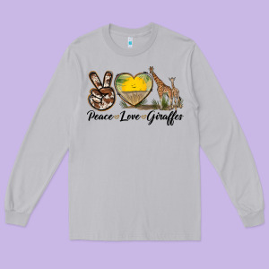 Peace Love Giraffes Long Sleeve Tee Designed By Lillyallendesigns