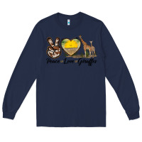 Navy Peace Love Giraffes Long Sleeve Tee - LillyAllenDesigns
