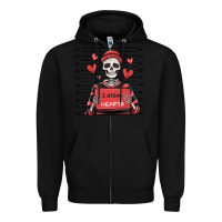 Black i steal hearts skeleton valentine's day Zipper Hoodie - MaliasSmallBusiness