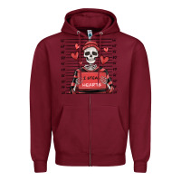 Burgundy i steal hearts skeleton valentine's day Zipper Hoodie - MaliasSmallBusiness