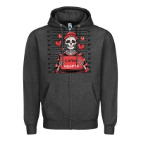 Charcoal Heather i steal hearts skeleton valentine's day Zipper Hoodie - MaliasSmallBusiness