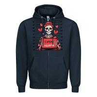 Navy i steal hearts skeleton valentine's day Zipper Hoodie - MaliasSmallBusiness