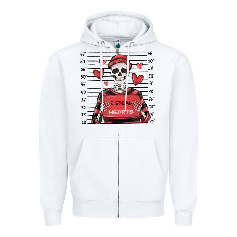 I Steal Hearts Skeleton Valentine's Day Zipper Hoodie by MaliasSmallBusiness | Teevron