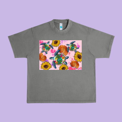 Sunflowers Turtle Urban Heavy Tee Designed By Artiststas