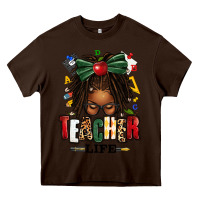 Chocolate Brown teacher life afro locs messy bun Heavy Core Tee - texasbilliewilder