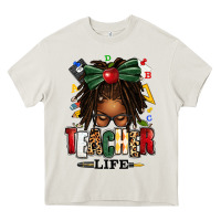 Cream teacher life afro locs messy bun Heavy Core Tee - texasbilliewilder