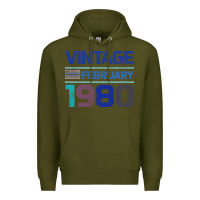 Army Green Vintage February 1980 Premium Hoodie - Bettercallsaul