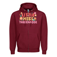 Burgundy little miss threenager Zipper Hoodie - MaliasSmallBusiness