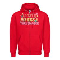 Red little miss threenager Zipper Hoodie - MaliasSmallBusiness