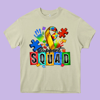 Softball Support Squad Autism Heavy Core Tee Designed By Zillion Design Studio