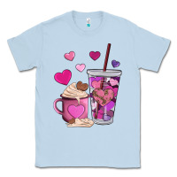 Dusty Blue valentines day heart coffe Classic Tee - AdoDesignShop