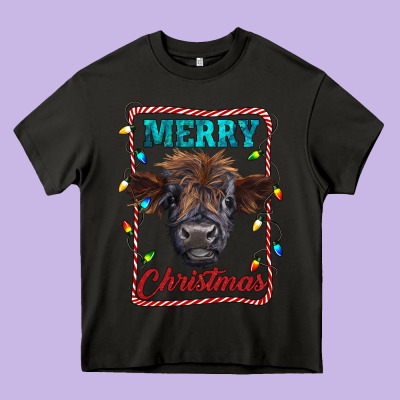 Merry Christmas Calf Heavy Core Tee Designed By Ranaportraitstore