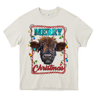 Cream Merry Christmas Calf Heavy Core Tee - RanaPortraitStore