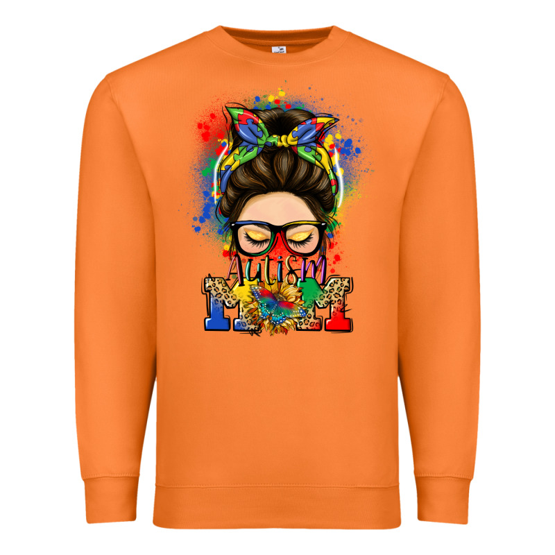 Autism Mom Messy Bun Premium Sweatshirt by LillyAllenDesigns | Teevron