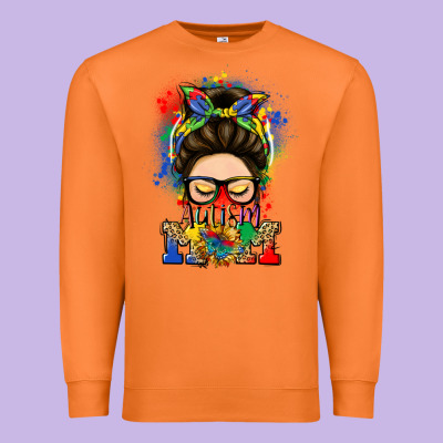 Autism Mom Messy Bun Premium Sweatshirt Designed By Lillyallendesigns