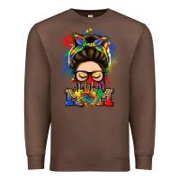 Chestnut autism mom messy bun Premium Sweatshirt - LillyAllenDesigns