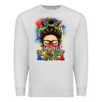 Dove Grey autism mom messy bun Premium Sweatshirt - LillyAllenDesigns