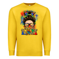 Lemon autism mom messy bun Premium Sweatshirt - LillyAllenDesigns