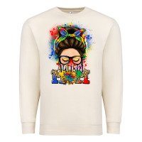 Sandshell autism mom messy bun Premium Sweatshirt - LillyAllenDesigns