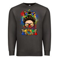 Smoke autism mom messy bun Premium Sweatshirt - LillyAllenDesigns