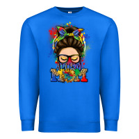 True Royal autism mom messy bun Premium Sweatshirt - LillyAllenDesigns