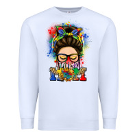 White autism mom messy bun Premium Sweatshirt - LillyAllenDesigns