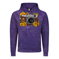 Cloud Purple sunflower bee vintage camera Vintage Hoodie - FaDigitalArtStudio