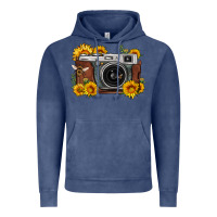 Vintage Denim sunflower bee vintage camera Vintage Hoodie - FaDigitalArtStudio